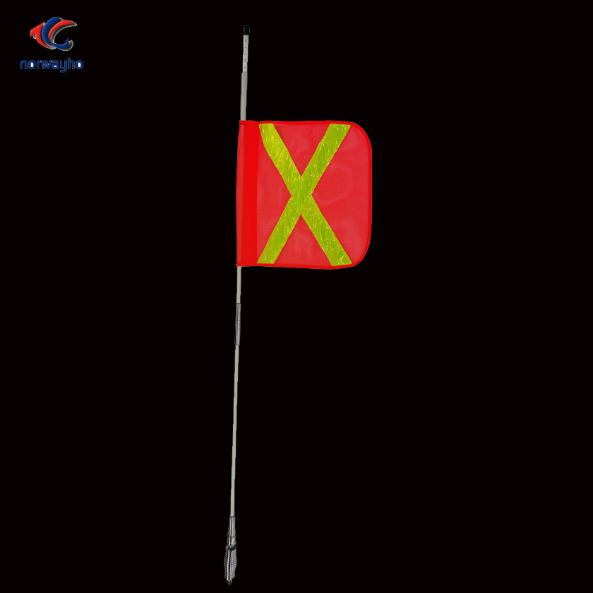 Safety Mining Whips with Light 2 Flagpoles Spring mount